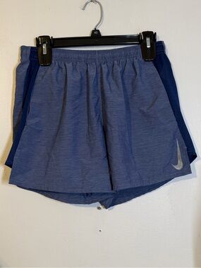 Nike Women's Navy and Heather Blue Athletic Shorts